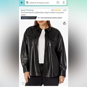 The Drop Vegan Leather Shirt Jacket